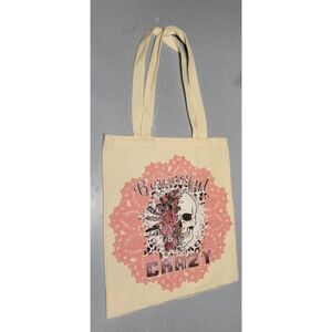 Boho Lace Sugar Skull Repurposed Halloween/Fall tote bag. Lace, pumpkins. Ooak